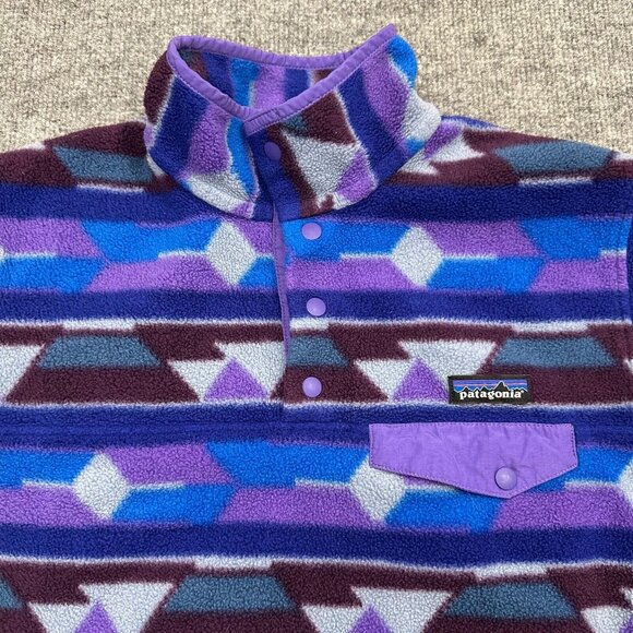 Patagonia Fleece Jacket Snap-T Synchilla Pullover Tribal Aztec Women's M - Picture 2 of 13